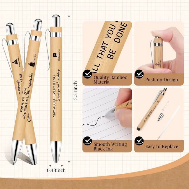 Alt view image 4 of 7 - 150 Pcs/50 Set Christian Spiral Notebook, Christian Gifts for Women with Ballpoint Pen and Bookmark, Prayer Journal Bulk Bible Study Groups, Church Members and Church Families