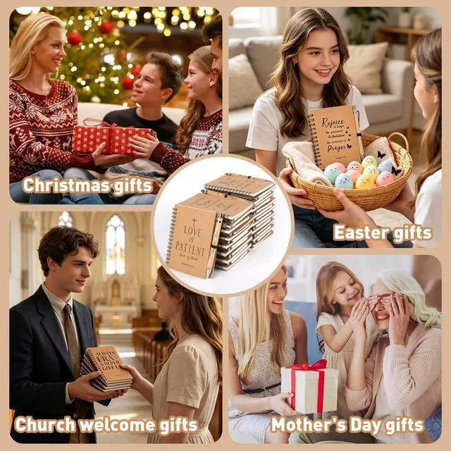 Alt view image 6 of 7 - 150 Pcs/50 Set Christian Spiral Notebook, Christian Gifts for Women with Ballpoint Pen and Bookmark, Prayer Journal Bulk Bible Study Groups, Church Members and Church Families