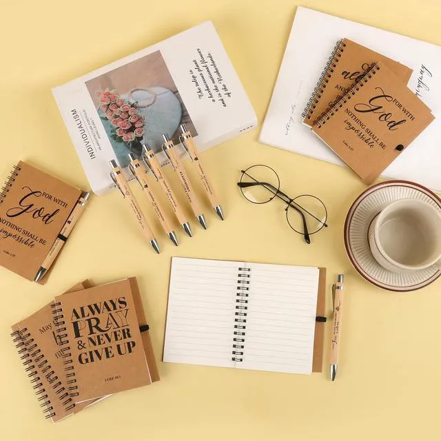 Alt view image 7 of 7 - 150 Pcs/50 Set Christian Spiral Notebook, Christian Gifts for Women with Ballpoint Pen and Bookmark, Prayer Journal Bulk Bible Study Groups, Church Members and Church Families