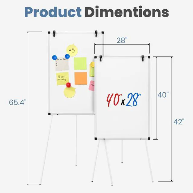 Alt view image 6 of 7 - Magnetic Dry Erase Board 40" x 28", White Board with Adjustable Stand, Heavy-Duty Aluminum Frame & Accessory Tray for Office, Classroom, Home & Presentations, White