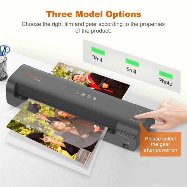 Alt view image 4 of 7 - 13 Inch Thermal Laminator, Upgraded Jam-Free Roller Laminating 3-mode heat for 3mil/5mil/photo, 4-min preheat, NTC temp control, ideal for 11x17 posters, office and classroom use