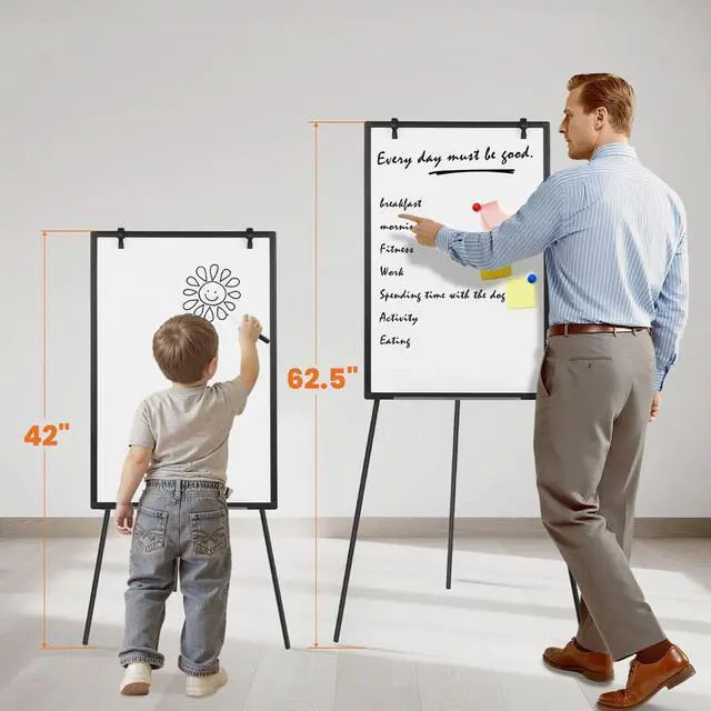Alt view image 4 of 7 - Magnetic Dry Erase Board 36" x 24", White Board with Adjustable Stand, Heavy-Duty Aluminum Frame & Accessory Tray for Office, Classroom, Home & Presentations, Black