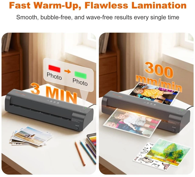 Alt view image 5 of 7 - 13 Inch Thermal Laminator, Upgraded Jam-Free Roller Laminating 3-mode heat for 3mil/5mil/photo, 4-min preheat, NTC temp control, ideal for 11x17 posters, office and classroom use