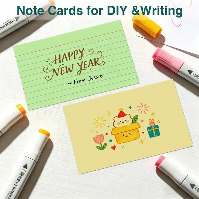 Alt view image 3 of 6 - Index Cards 5x8, 200 Sheets, Ruled Color Flash Cards for Effective Studying and Note-Taking, Premium Note Cards, Essential School Supplies for College & Office, Home Organization & Study Supplies