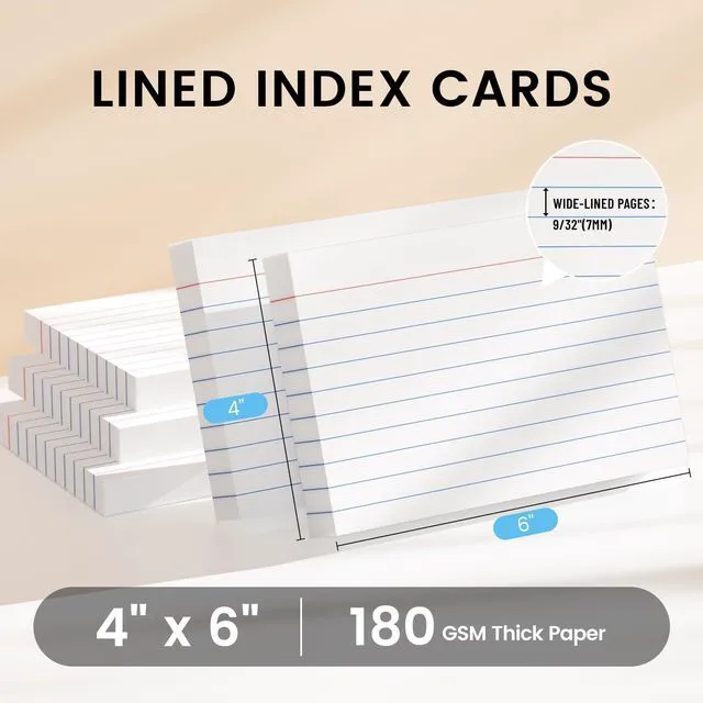 Alt view image 2 of 6 - Index Cards 4x6, 400 Sheets, Ruled White Flash Cards Premium Note Cards 4x6 4x6 Cards for Effective Studying and Note Taking, Essential for School, College & Office, Home Organization & Study Supplies