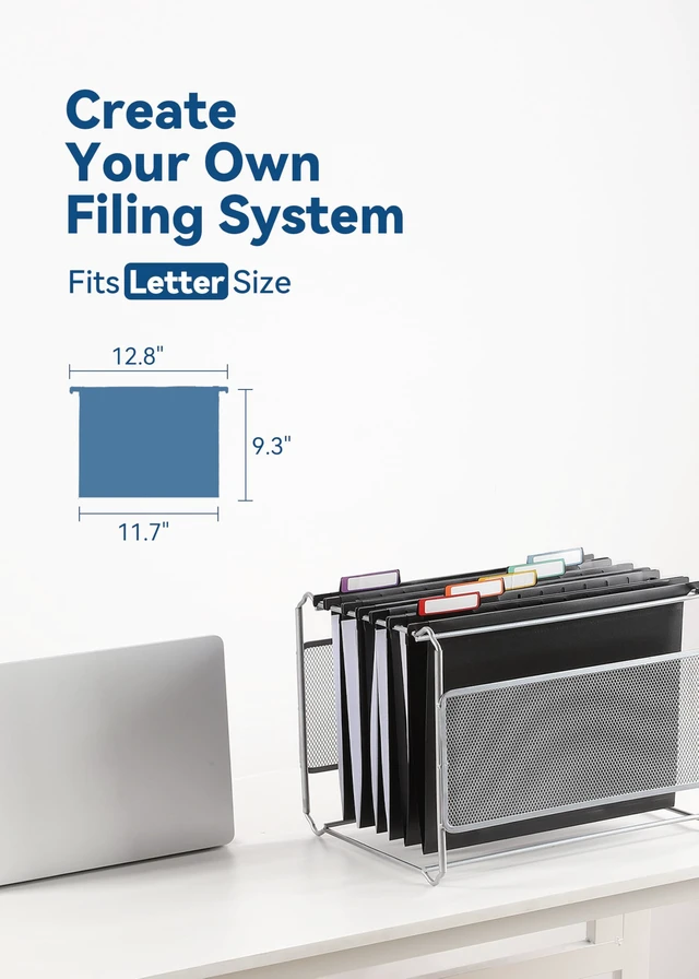Alt view image 5 of 6 - Plastic Hanging File Folders, Letter Size, Tear-Resistant, Black 12-Pack, Sturdy and Easy to Clean, for Filing Cabinets, with Insertable 1/5-Cut Tabs and Colorful Labels