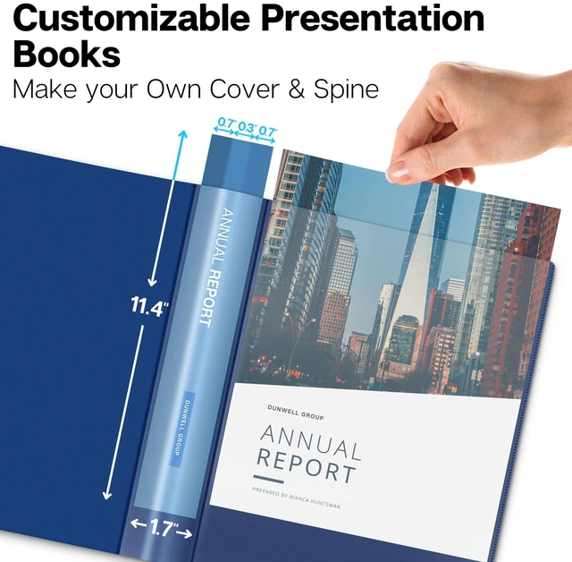 Alt view image 2 of 7 - Presentation Binder 12-Pocket, Displays 24 Pages, 8.5x11 Portfolio Binder with Plastic Sleeves, Storage and Organizer for Documents, Certificates, Projects, Photos (6 Pack, Blue)