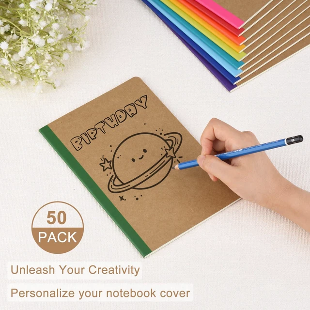 Alt view image 4 of 7 - 50 Pack Colorful Lined Notebooks Bulk, A5 Journals with 10 Colors, 60 Pages/30 Sheets, 8.3x5.5 Inch, College Ruled Paper, Travel Writing Journal Notebooks for Work,School(50 pack,10 colors)