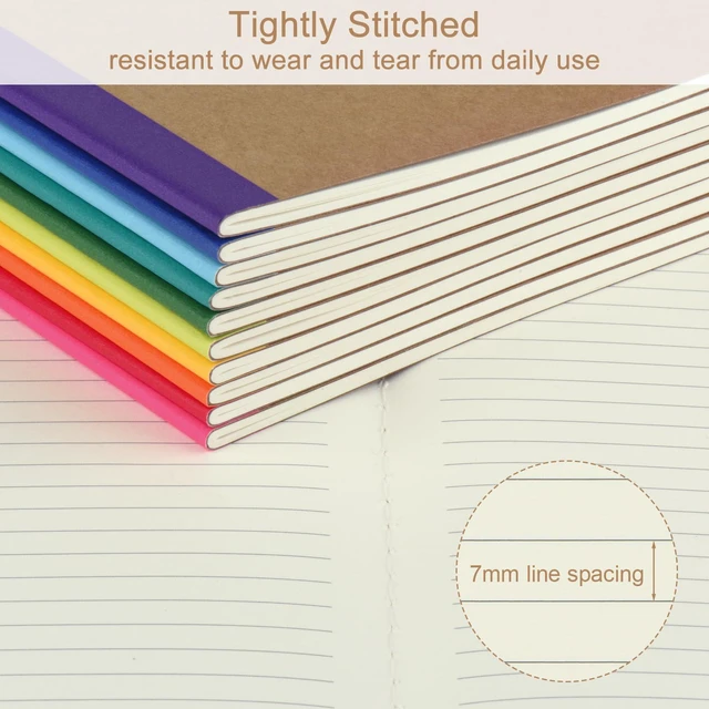 Alt view image 6 of 7 - 100 Pack Composition Notebooks Bulk, A5 Kraft Cover Lined Journals with Rainbow Spines for School, Business, Work and Daliy Use (100, 10 colors)