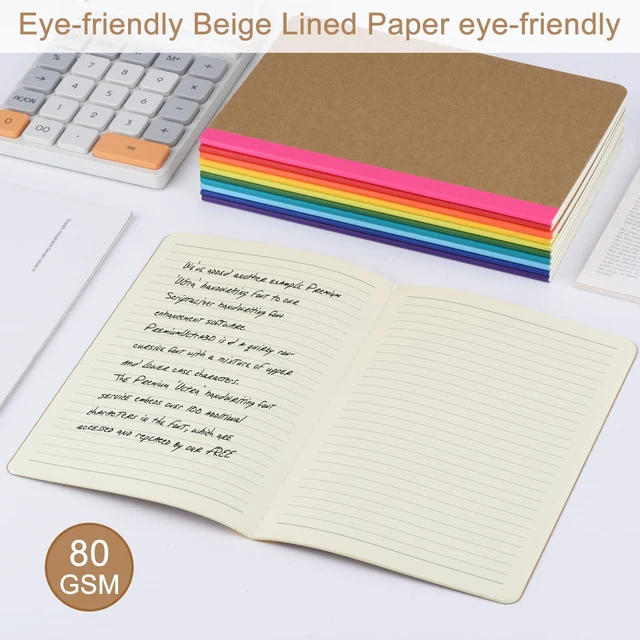 Alt view image 5 of 7 - 100 Pack Composition Notebooks Bulk, A5 Kraft Cover Lined Journals with Rainbow Spines for School, Business, Work and Daliy Use (100, 10 colors)