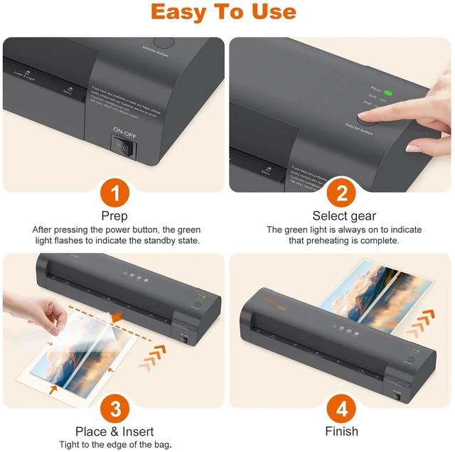 Alt view image 7 of 7 - 13 Inch Thermal Laminator, Upgraded Jam-Free Roller Laminating 3-mode heat for 3mil/5mil/photo, 4-min preheat, NTC temp control, ideal for 11x17 posters, office and classroom use