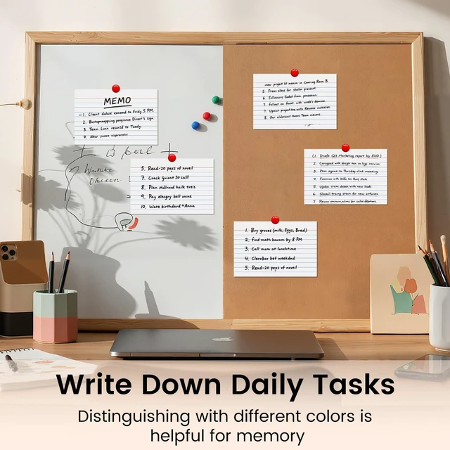 Alt view image 5 of 6 - Index Cards 4x6, 400 Sheets, Ruled White Flash Cards Premium Note Cards 4x6 4x6 Cards for Effective Studying and Note Taking, Essential for School, College & Office, Home Organization & Study Supplies