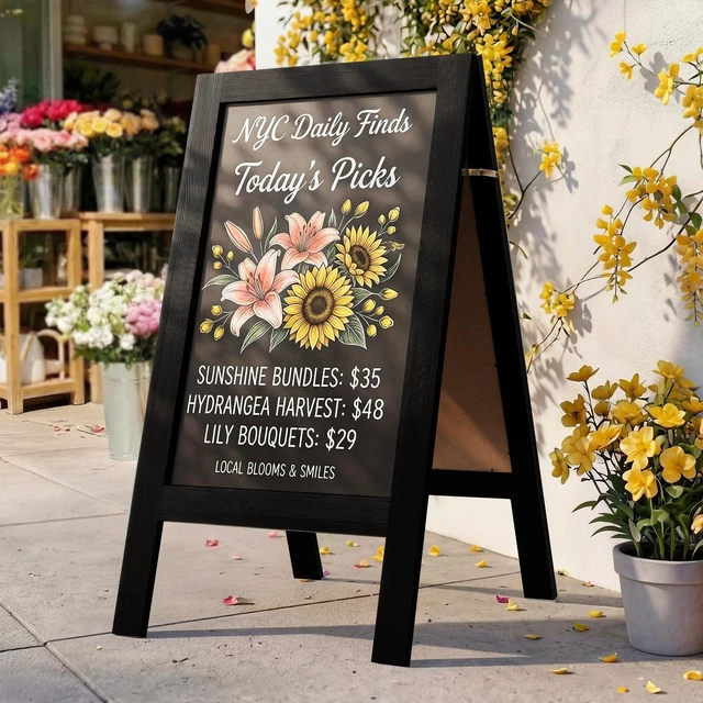 Main image of A Frame Chalkboard Signs 40"x20", Large Freestanding Chalk Board Solid Pine Wood, Widened Frame, Large Writing Area, Stable Structure for Outdoor Use, Great for Bar Wedding and School