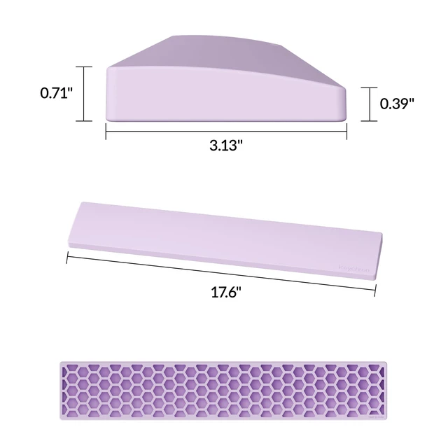 Alt view image 4 of 7 - Silicone Wrist & Palm Rest, 17.6" Full Size for K10 Pro / K10 Max / Q6 / Q6 Pro / Q6 Max / Q6 HE / V6 / V6 Max / C4 HE, Washable, Non-Slip Base, Typing Support, Light Purple