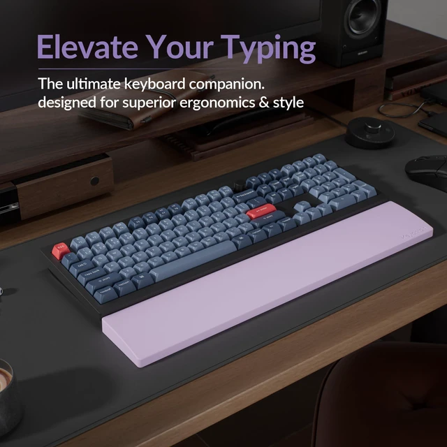 Alt view image 5 of 7 - Silicone Wrist & Palm Rest, 17.6" Full Size for K10 Pro / K10 Max / Q6 / Q6 Pro / Q6 Max / Q6 HE / V6 / V6 Max / C4 HE, Washable, Non-Slip Base, Typing Support, Light Purple