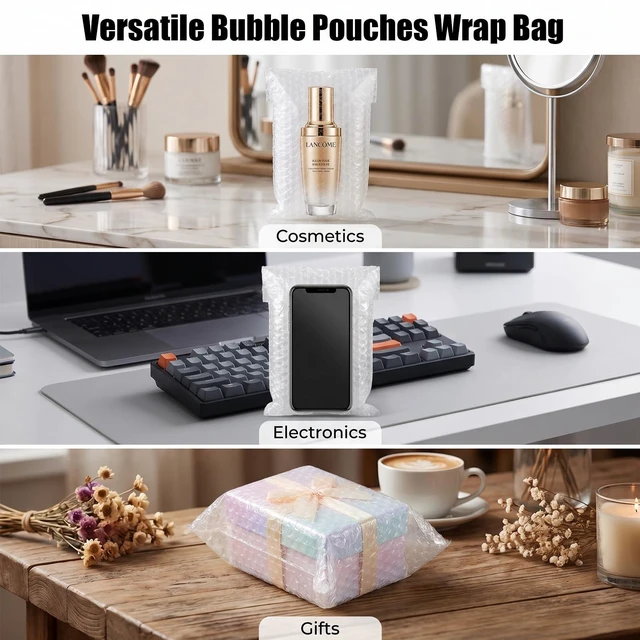 Alt view image 4 of 7 - 500Pcs Small Bubble Pouches Wrap, 3.15"x4" Clear Bubble Out Bag for Packing Double Walled Moving Supplies Bubble Bags for Fragile Dishes China Plates, Bubble Pouch Bags for Shipping Storage Wrapping