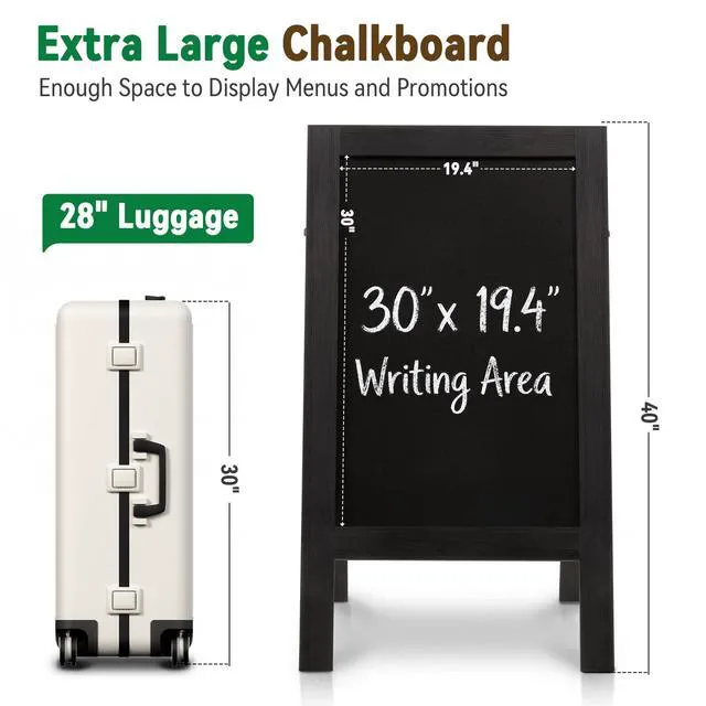 Alt view image 2 of 7 - A Frame Chalkboard Signs 40"x20", Large Freestanding Chalk Board Solid Pine Wood, Widened Frame, Large Writing Area, Stable Structure for Outdoor Use, Great for Bar Wedding and School