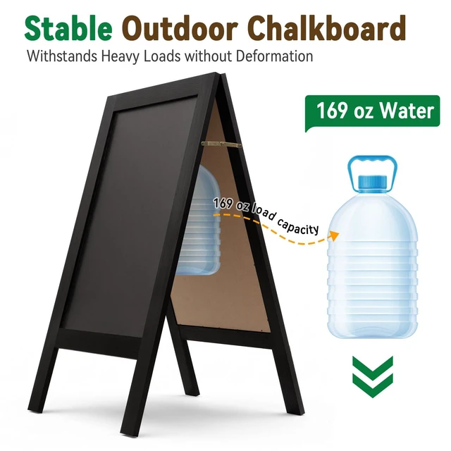 Alt view image 4 of 7 - A Frame Chalkboard Signs 40"x20", Large Freestanding Chalk Board Solid Pine Wood, Widened Frame, Large Writing Area, Stable Structure for Outdoor Use, Great for Bar Wedding and School