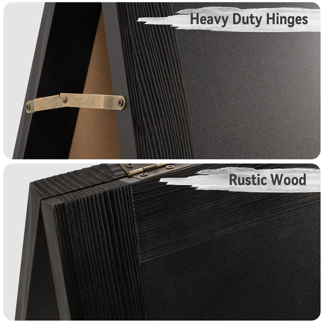 Alt view image 5 of 7 - A Frame Chalkboard Signs 40"x20", Large Freestanding Chalk Board Solid Pine Wood, Widened Frame, Large Writing Area, Stable Structure for Outdoor Use, Great for Bar Wedding and School