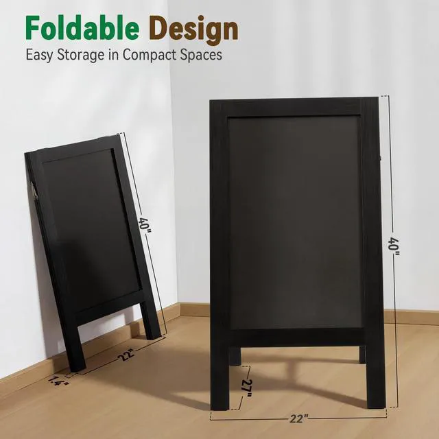 Alt view image 6 of 7 - A Frame Chalkboard Signs 40"x20", Large Freestanding Chalk Board Solid Pine Wood, Widened Frame, Large Writing Area, Stable Structure for Outdoor Use, Great for Bar Wedding and School