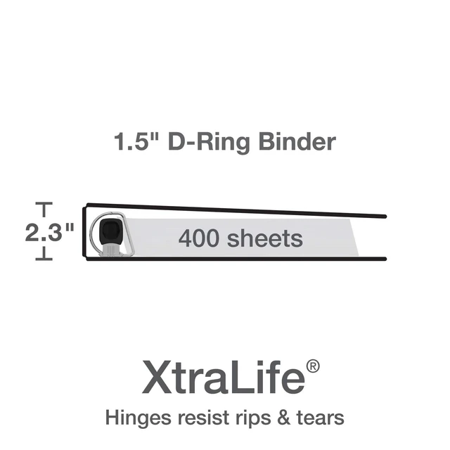 Alt view image 3 of 6 - 3 Ring Binders, Binders for School and Office, Durable 1.5 Inch ONE-Touch Easy Open D Rings, View Binder Covers on 3 Sides, Durable Hinge, Non-Stick, PVC-Free, Black, 4 Pack (79905)