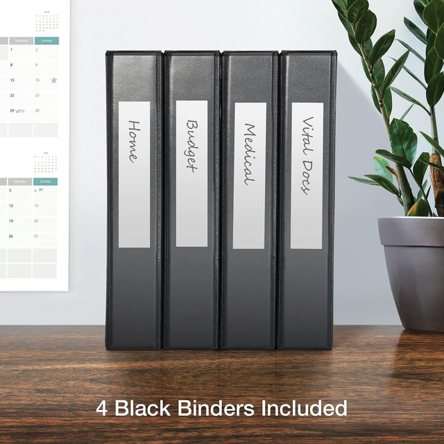 Alt view image 5 of 6 - 3 Ring Binders, Binders for School and Office, Durable 1.5 Inch ONE-Touch Easy Open D Rings, View Binder Covers on 3 Sides, Durable Hinge, Non-Stick, PVC-Free, Black, 4 Pack (79905)