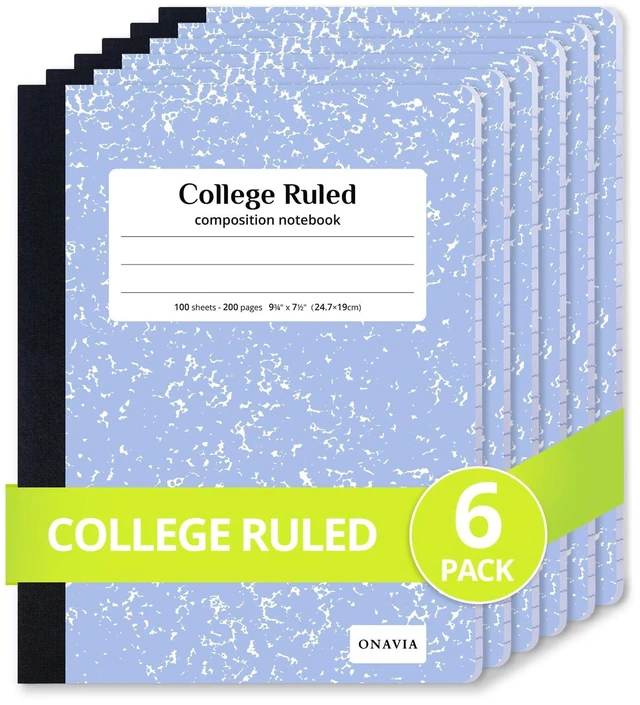 Main image of Composition Notebook College Ruled 6 Pack, 200 Pages, Cornflower 100 ct, 9.75 x 7.5 in, Durable Comp Book, School Notebooks, Students, Note Taking, Writing, Teachers