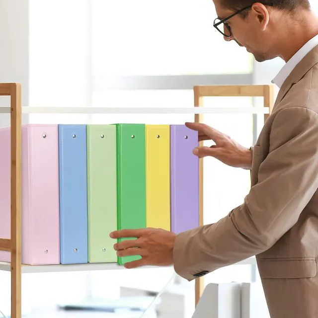 Alt view image 7 of 7 - Sturdy Standard 2 Inch 3 Ring Binder with Clear View Cover 2"Round Ring,PVC-Free,Holds 400 Letter Sheets,Morandi Multicolor for Students & Office,6 Pack (Multicolored)