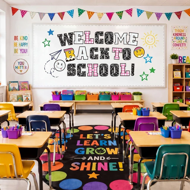 Alt view image 3 of 6 - 136 Pcs 12 in Extra Large Bulletin Board Letter Pastel Classroom Wall Decor Pastel Back to School, Giant Alphabet Letter Cutout, Big Sticker, Punctuation with Adhesive Dot, Colorful Read Poster Decor