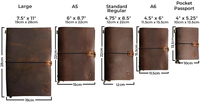 Alt view image 6 of 7 - Large Travelers Notebook - 7.5" x 11" (19 x 28cm) - Grande Travel Journal, Handcrafted, Rugged, Refillable Leather Journal. Perfect for Writing, Artwork, Scrapbooking