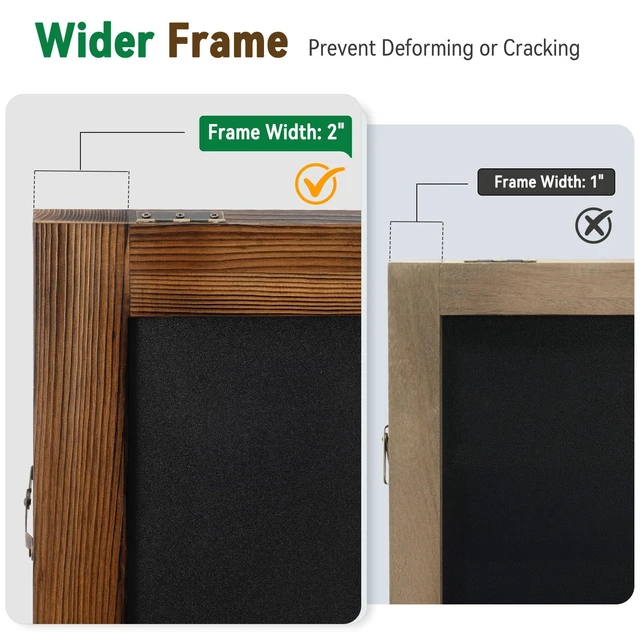 Alt view image 3 of 7 - A Frame Chalkboard Signs 40"x20", Large Freestanding Chalk Board Solid Pine Wood, Widened Frame, Outdoor Chalkboard Easel Signs, Large Writing Area, Great for Cafe Bar Wedding and School