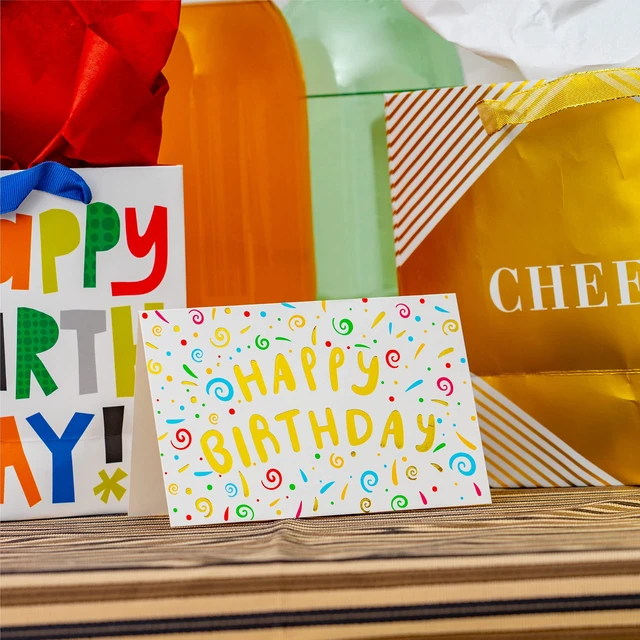 Alt view image 3 of 7 - 120 Pack Assorted Gold Foil Happy Birthday Cards with Envelopes, Organizer Box, Stickers, and Seals - 4x6 Inches, 8 Unique Designs, Ideal for Kids, Men, Women, and Elderly
