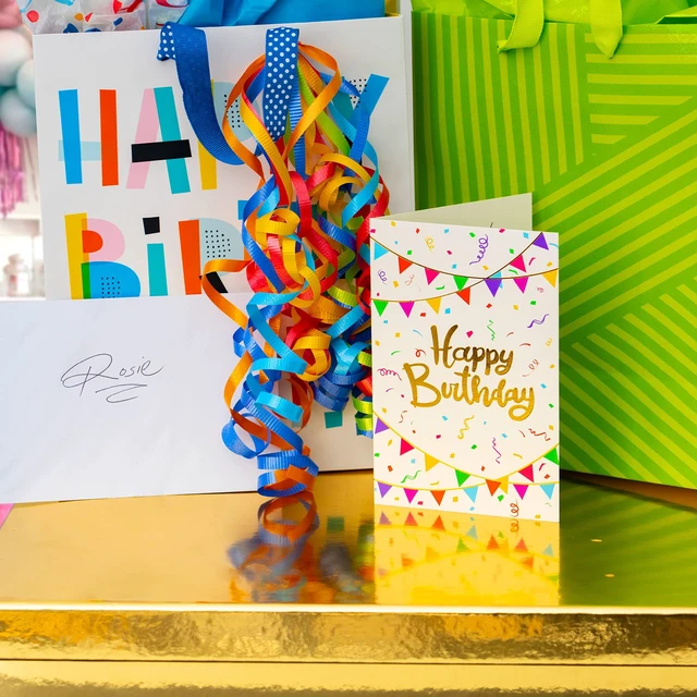 Alt view image 6 of 7 - 120 Pack Assorted Gold Foil Happy Birthday Cards with Envelopes, Organizer Box, Stickers, and Seals - 4x6 Inches, 8 Unique Designs, Ideal for Kids, Men, Women, and Elderly