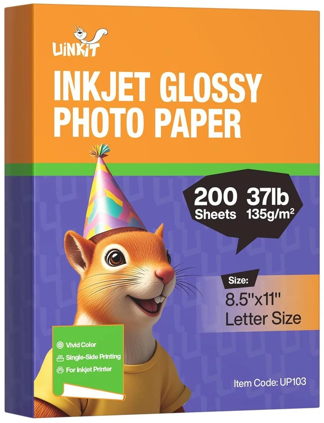 Main image of 37lb Thin Flyer Paper Glossy 8.5x11 Inkjet 100 Sheets Single Side DIY Chip Bag 135gsm Photos Picture for Inkjet Printer with Dye Ink Letter size A4 Brochure (8.5x11x200)