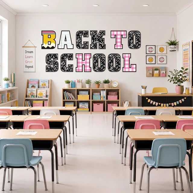 Alt view image 5 of 6 - 136 Pcs 12 in Extra Large Bulletin Board Letter Pastel Classroom Wall Decor Pastel Back to School, Giant Alphabet Letter Cutout, Big Sticker, Punctuation with Adhesive Dot, Colorful Read Poster Decor