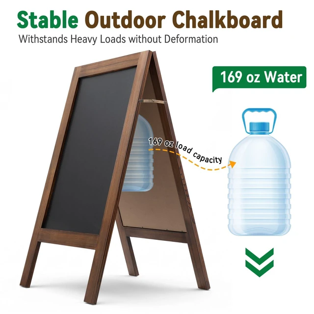 Alt view image 4 of 7 - A Frame Chalkboard Signs 40"x20", Large Freestanding Chalk Board Solid Pine Wood, Widened Frame, Outdoor Chalkboard Easel Signs, Large Writing Area, Great for Cafe Bar Wedding and School