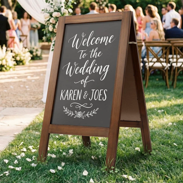 Alt view image 7 of 7 - A Frame Chalkboard Signs 40"x20", Large Freestanding Chalk Board Solid Pine Wood, Widened Frame, Outdoor Chalkboard Easel Signs, Large Writing Area, Great for Cafe Bar Wedding and School