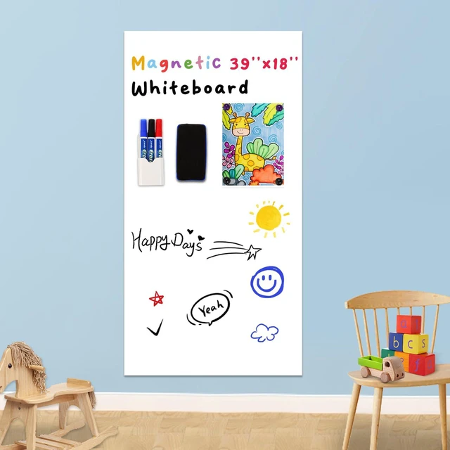Main image of Magnetic Whiteboard Contact Paper 39" x 18" Adhesive Magnetic Dry Erase White Board Sticker for Wall, Peel and Stick Wallpaper, Easy to Write and Clean for Home Office Workspace
