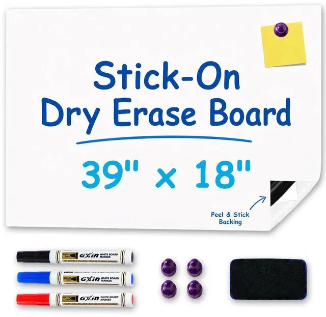 Alt view image 2 of 6 - Magnetic Whiteboard Contact Paper 39" x 18" Adhesive Magnetic Dry Erase White Board Sticker for Wall, Peel and Stick Wallpaper, Easy to Write and Clean for Home Office Workspace