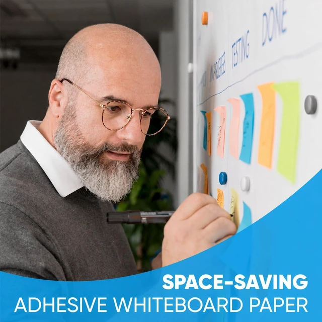 Alt view image 4 of 7 - Magnetic Whiteboard Contact Paper 48" x 30", Adhesive Magnetic Dry Erase White Board Sticker for Wall, Peel and Stick Wallpaper