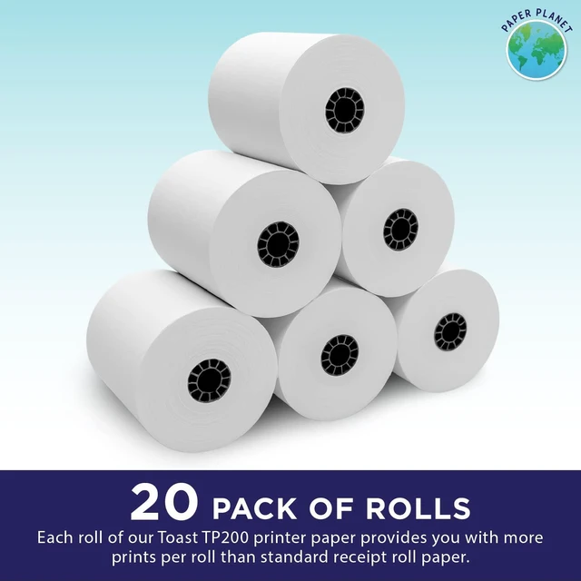 Alt view image 2 of 7 - Thermal Paper for Toast TP200 Printer | 20 Rolls Thermal Receipt Paper, Compatible with Toast TP200 Printer