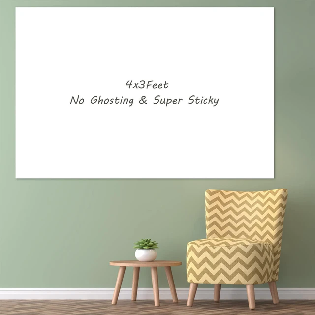 Main image of White Board Wallpaper, Modern Style Whiteboard Contact Paper, Super Sticky Whiteboard Sticker Wall Decal on Wall, Table, Doors, No Ghosting, 1 Piece (3 x 4 ft)