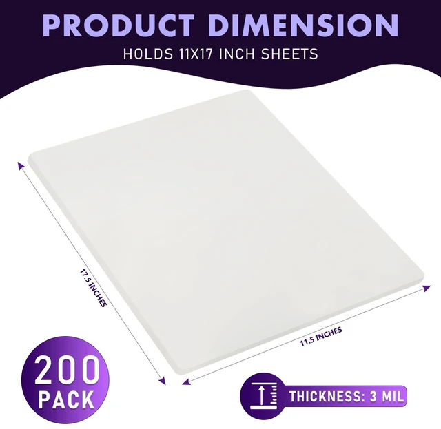Alt view image 7 of 7 - 200 Pack Premium Laminating Sheets, 11.5 x 17.5 Inch, 3 Mil Holds 11 x 17 Inch Sheets, Upgraded Clear A3 Thermal Laminating Pouches with Round Corner, for Laminator