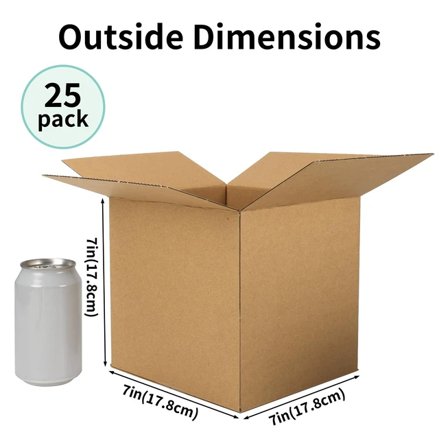 Alt view image 2 of 7 - 25 Packs 7x7x7 Shipping Boxes, Brown Mailing Boxes Corrugated Cardboard Boxes for Small Business, Easy Assemble for Shipping Packing Mailing Bulk