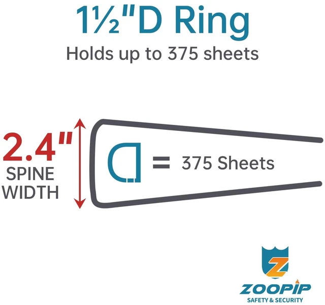Alt view image 4 of 7 - Fireproof 3 Ring Binder with Zipper, 1.5" D Ring, 2 Pack Fits Letter Size,Compatible with Clear Page Protectors,Built-in Net Pouch Pen Holder,Portable Safe Storage,Black