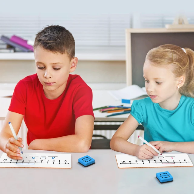 Alt view image 2 of 7 - Dry Erase Number Line Board 12x4 Double Sided 5 Pack with Eraser 5 Board 5 Erasers, 0-10 And 0-20 Math Layouts, Lightweight Lapboards for Classroom, Homeschool, Easy to Clean No Ghosting