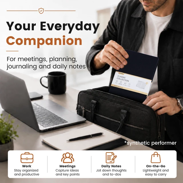 Alt view image 7 of 7 - College Ruled Journal for Men & Women, Softcover A5 Leather Notebook 3 Pack, Black, 176 Pages, 100 GSM Paper, Vegan Leather, Customizable Bookmark, Daily Writing, Journaling, Work & School