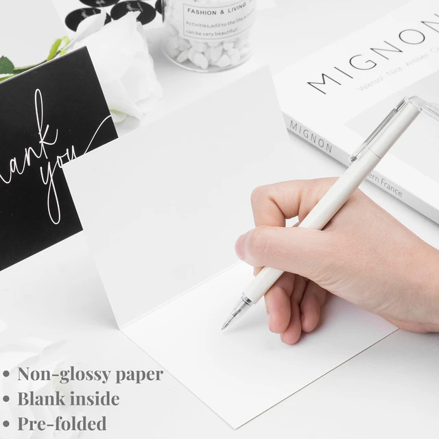 Alt view image 5 of 6 - Thank You Cards with Envelopes - Bulk Pack of 100 Black Thank You Card 4" x 6" Thank You Cards and Stickers, For Business, Baby Shower, Wedding, Small Business, Graduation, Bridal Shower, Funeral