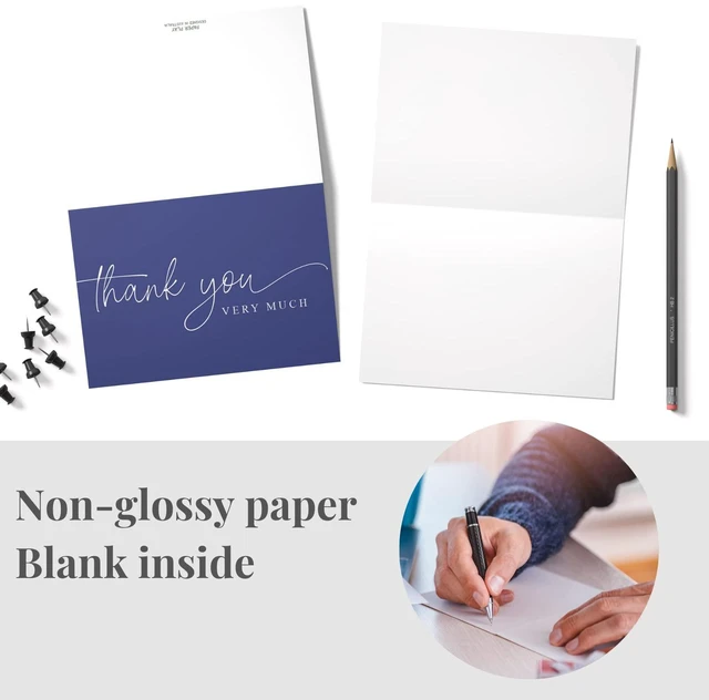 Alt view image 4 of 6 - Thank You Cards | Bulk Greeting Cards | 100 Pack (Navy Blue) 4"x6" Navy Blue Professional Looking, For Business, Baby Shower, Wedding, Small Business, Graduation, Bridal Shower, Funeral
