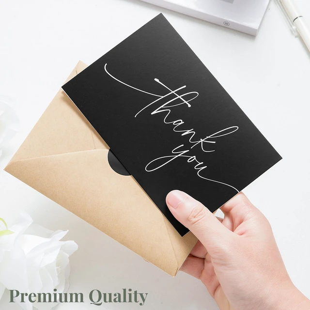 Alt view image 6 of 6 - Thank You Cards with Envelopes - Bulk Pack of 100 Black Thank You Card 4" x 6" Thank You Cards and Stickers, For Business, Baby Shower, Wedding, Small Business, Graduation, Bridal Shower, Funeral